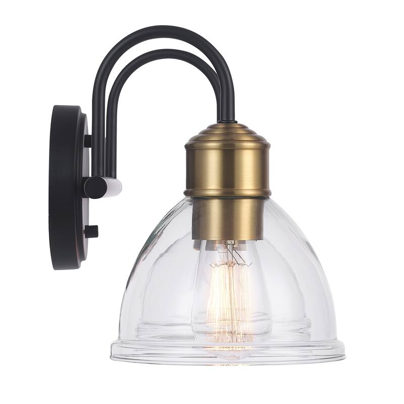 Brown 16" 2Light Matte Black Vanity Light with Antique Brass Socket